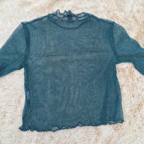 f21 sheer sparkly shirt ☾ - Picture 2 of 4